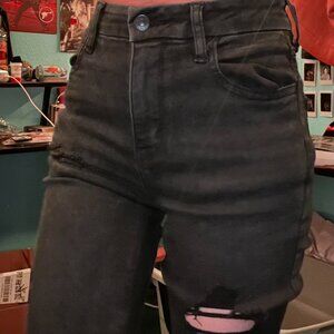 American Eagle Outfitters Women's Black and Green Jeans